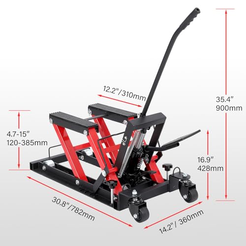 Heavy Duty Motorcycle Lift with Foot Pedal & 4 Locking Wheels R30668