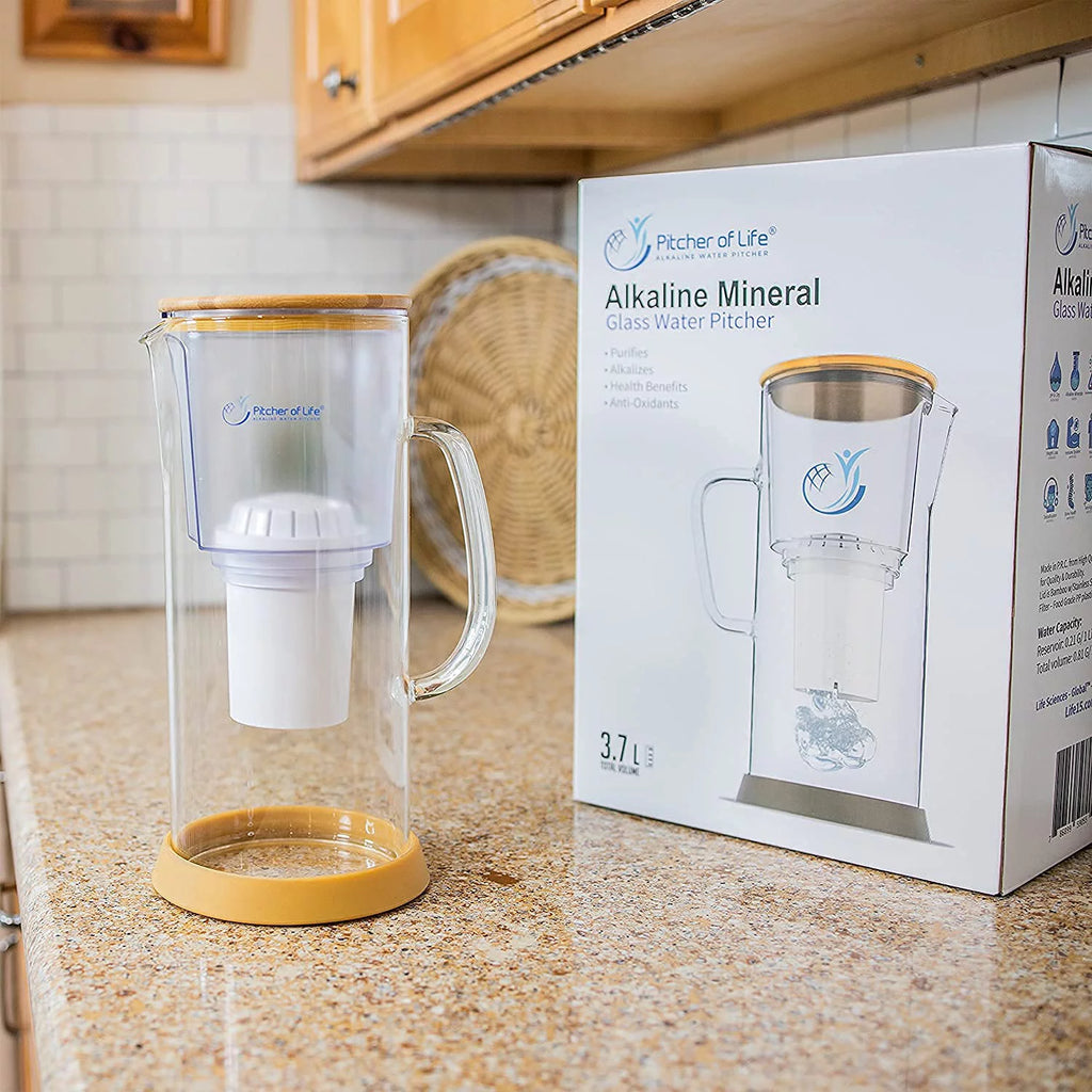 Alkaline Water Filter Pitcher with Bamboo Lid H8215