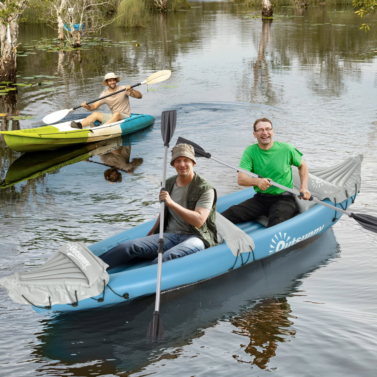 Blue 2 Person Inflatable Kayak with Aluminum Paddles and Repair Kit P1760