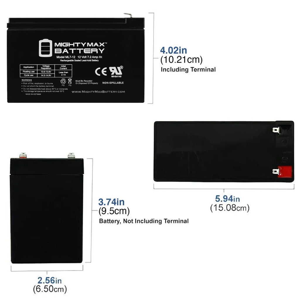 12V 7AH Replacement Battery + 12V 1Amp Charger N679026