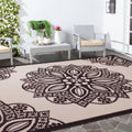 Beige Black Medallion Indoor Outdoor Area Rug Y24353