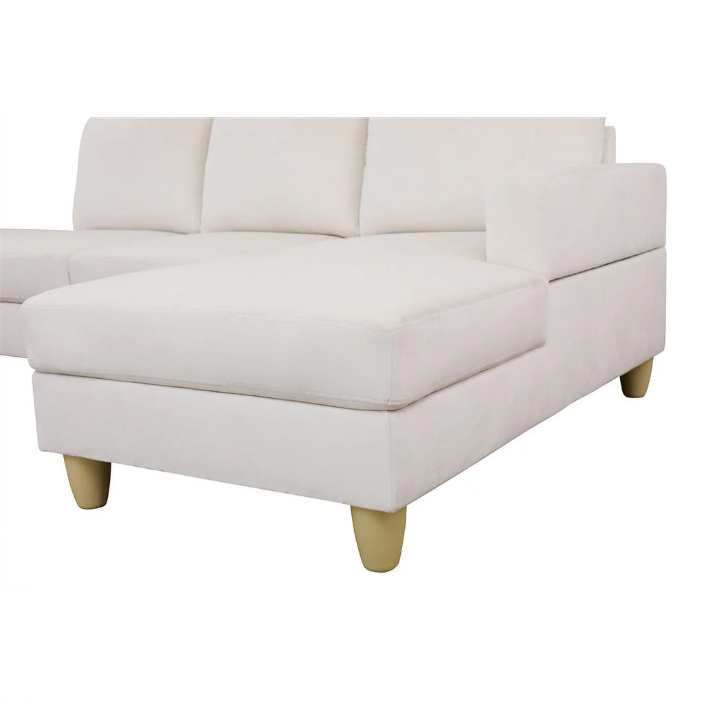 White Microfiber L Shaped 2-Piece Sofa Set S28601