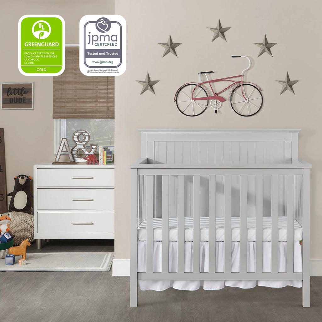 Pebble Grey 4-in-1 Convertible Mini Crib C6417