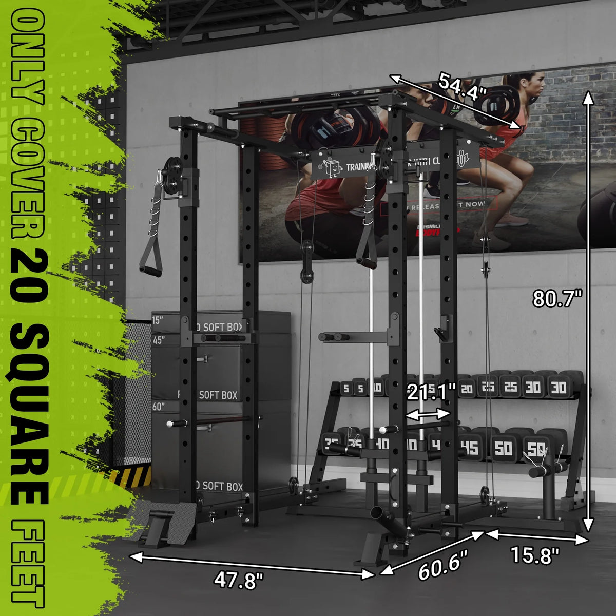 Power Rack Cage with Cable Crossover Machine U783