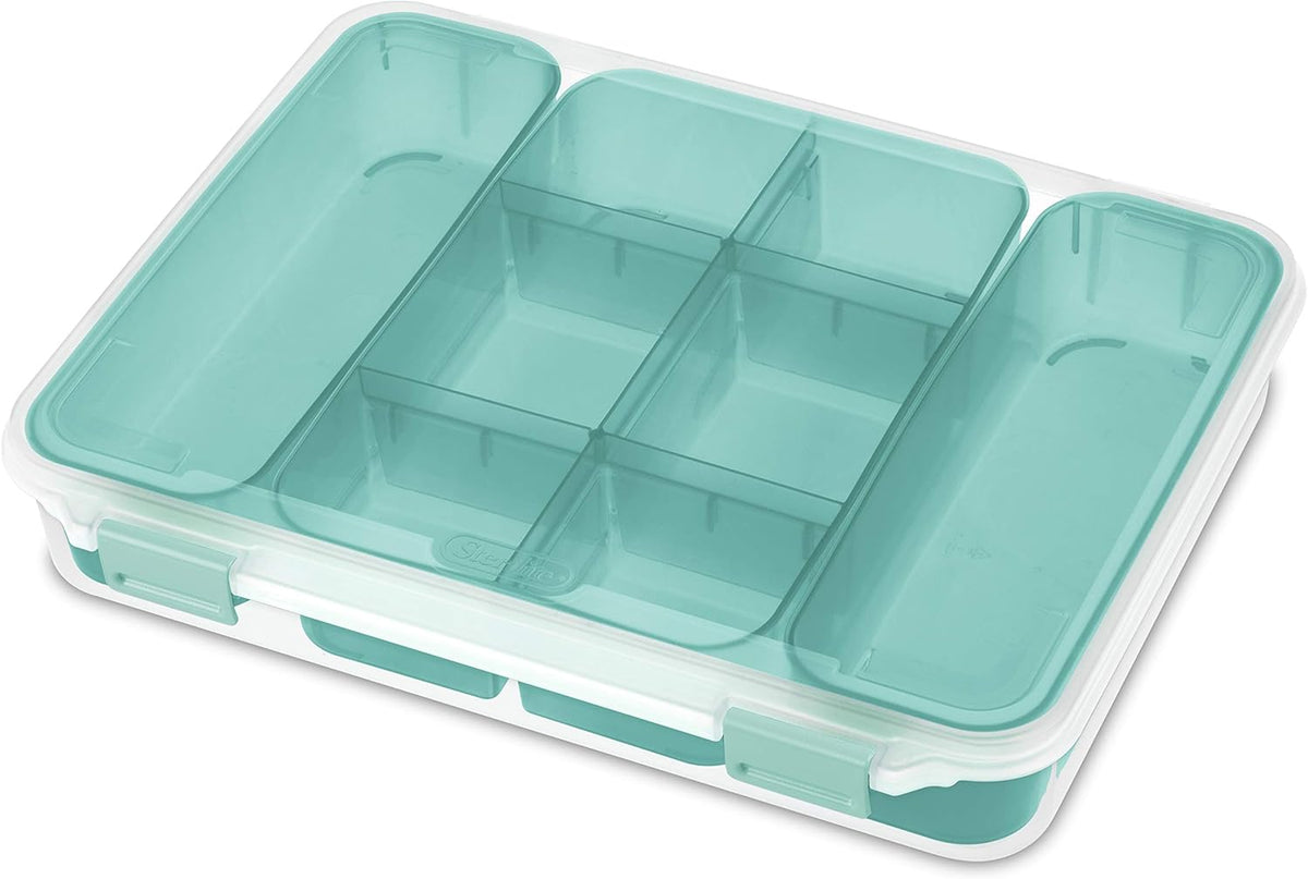 Clear Divided Case with Colored Latches and Tinted Trays, 6-Pack T9954