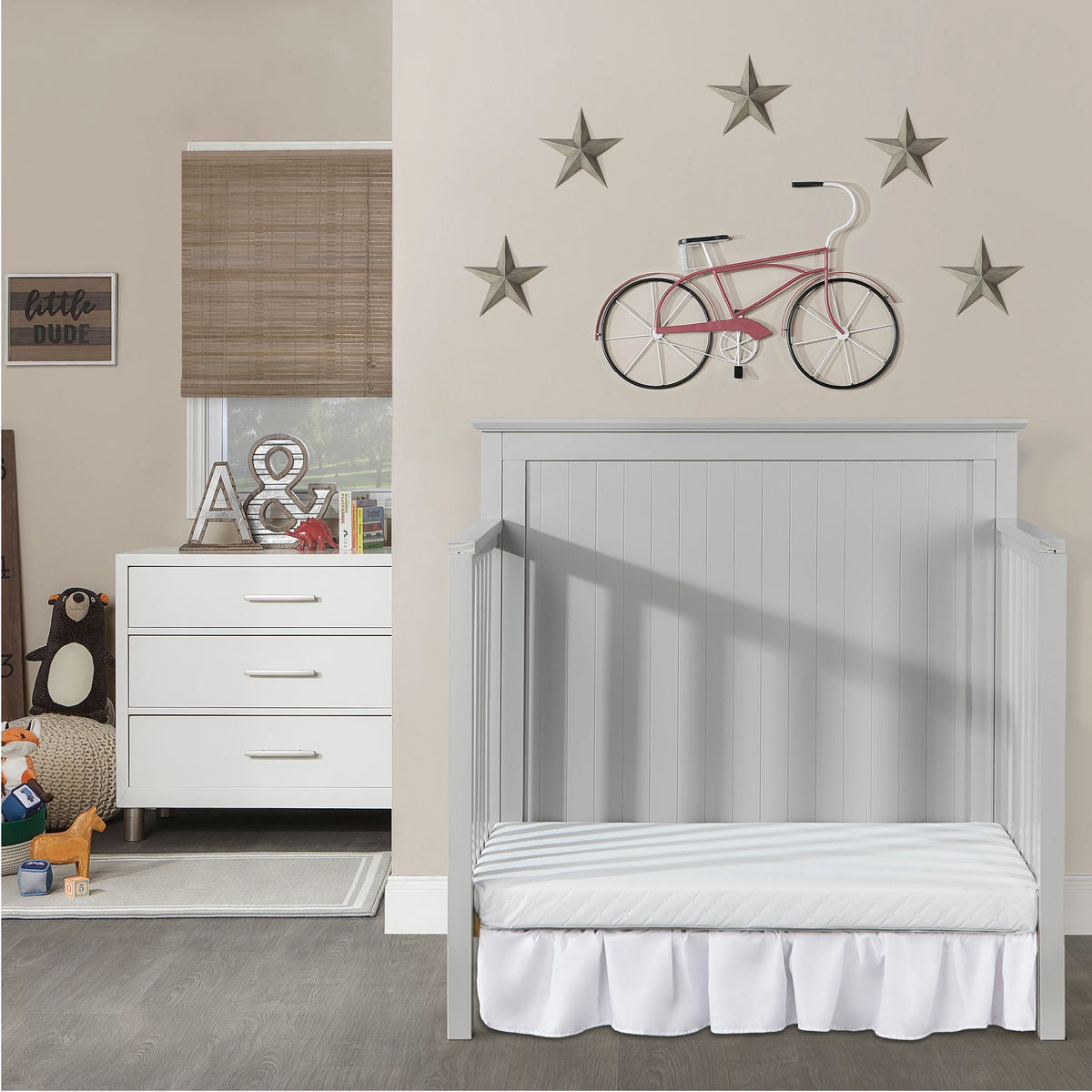 Pebble Grey 4-in-1 Convertible Mini Crib C6417