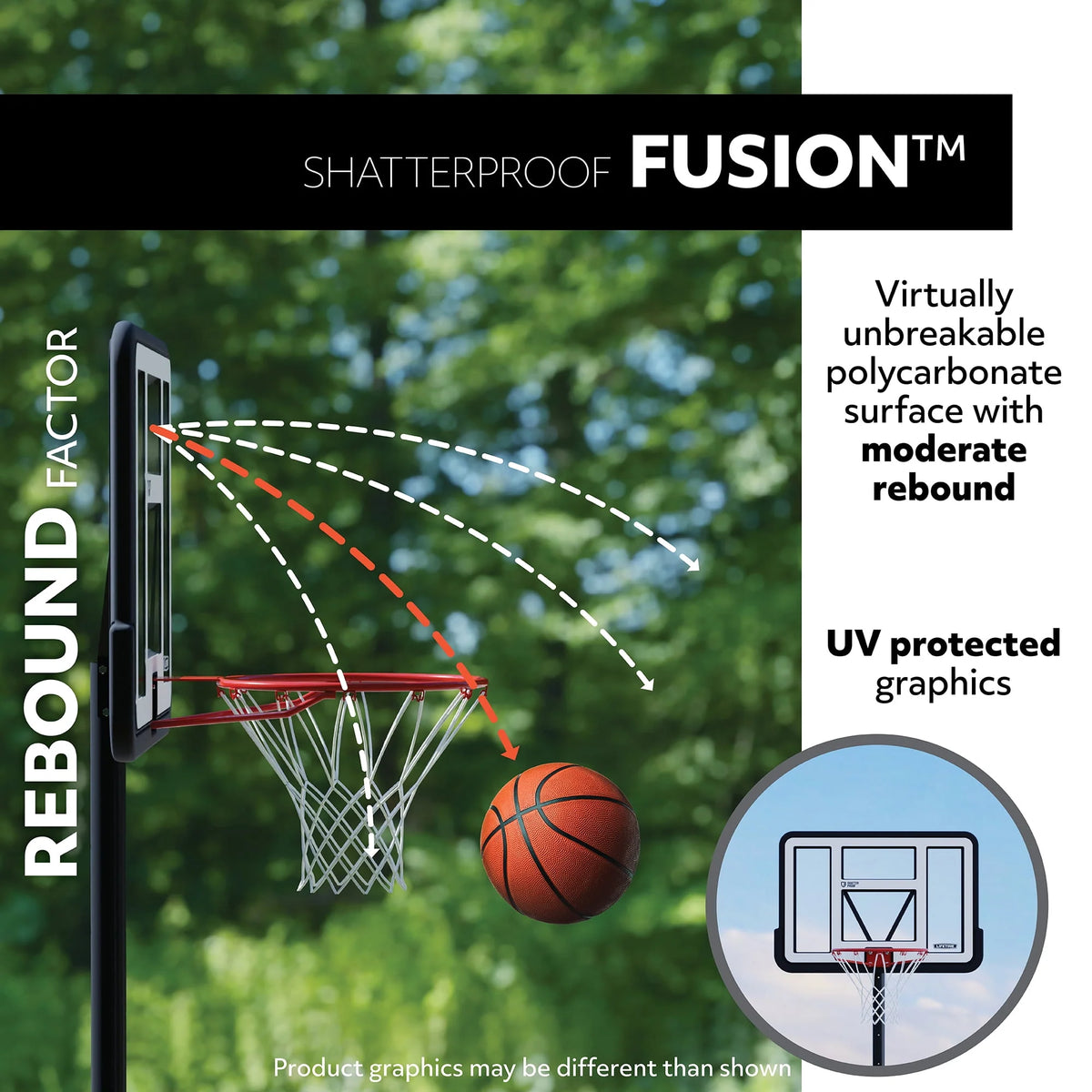 Adjustable Inground Basketball Hoop 44 inch Polycarbonate Q9587