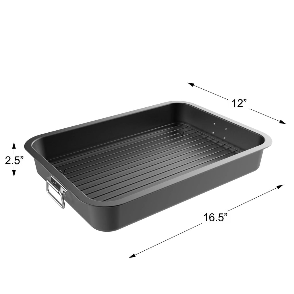 Nonstick Oven Roasting Pan with Flat Rack and Tray A63464