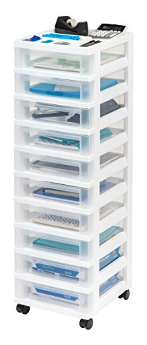 White 10-Drawer Plastic Rolling Cart with Wheels S675736