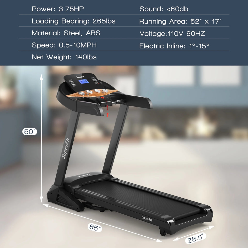 3.75HP Electric Folding Treadmill with Auto Incline K624091