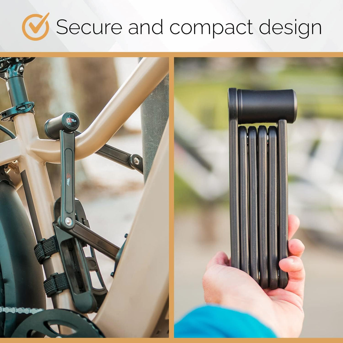 Folding Bike Lock Heavy Duty Hardened Steel with Mounting Case and Two Keys U53832