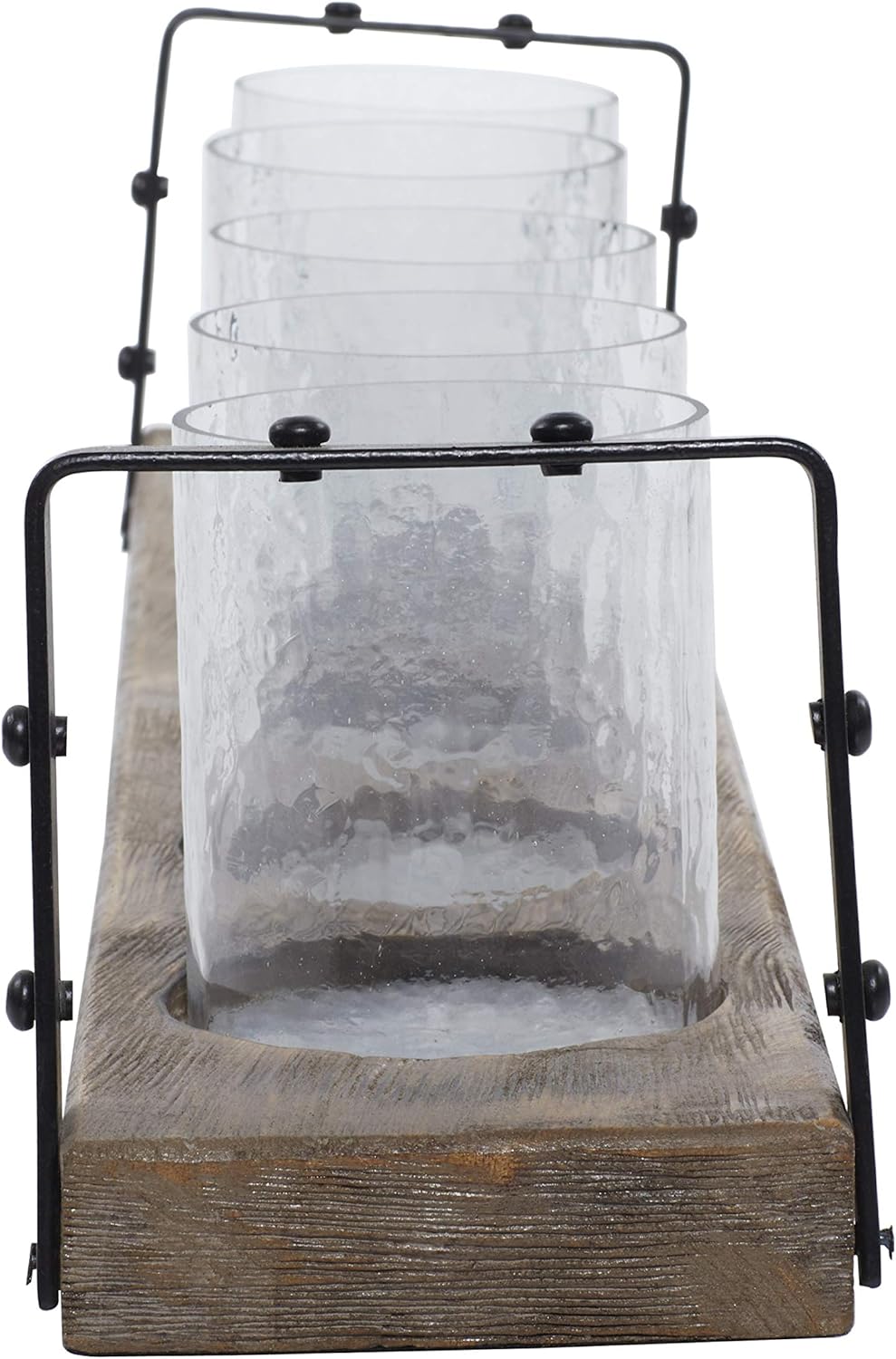 Wood Metal Glass Candle Holder 28 by 5-Inch B1339