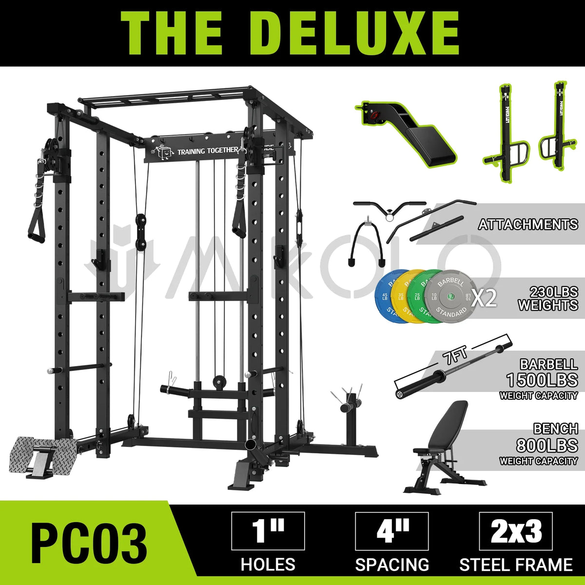 Power Rack Cage with Cable Crossover Machine U783