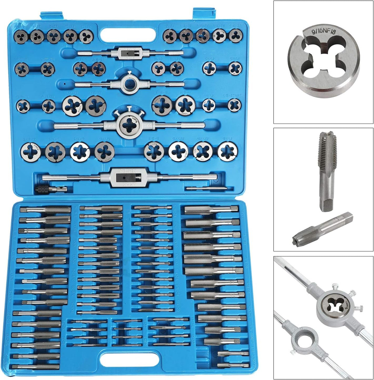 86 Piece Metric and SAE Titanium Coated Tap and Die Set with Metal Carrying Case K6960