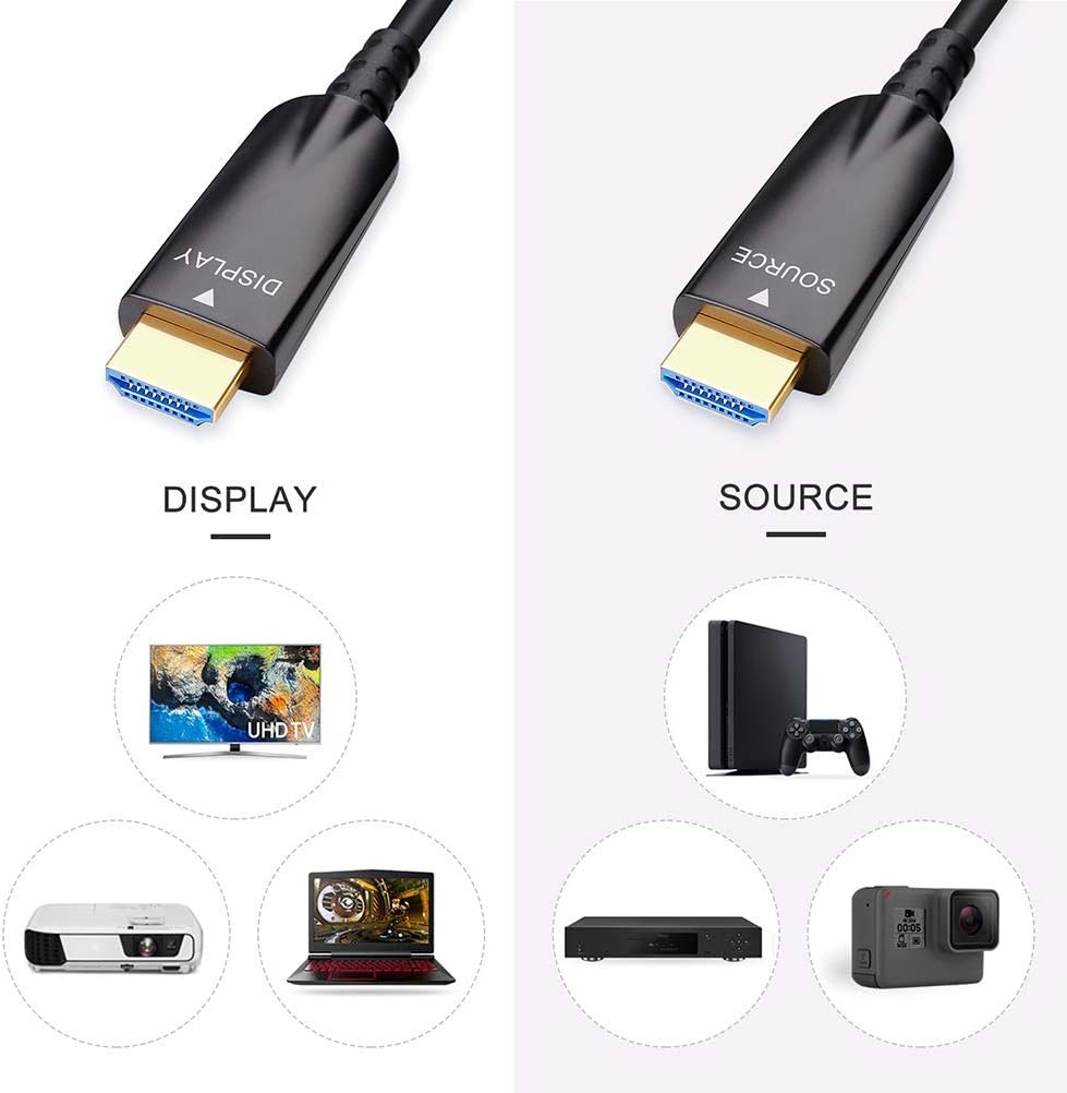 328 Feet Fiber Optic HDMI Cable with 4K 30Hz and 1080p 60Hz HD Video 3D HDCP CEC High Speed Supported (100 Meters, Black) E31184