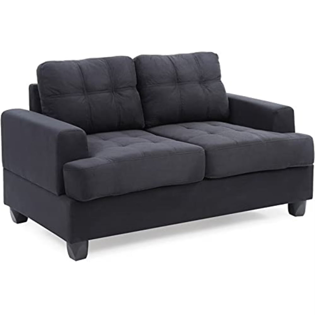 Black Microsuede Loveseat E4795