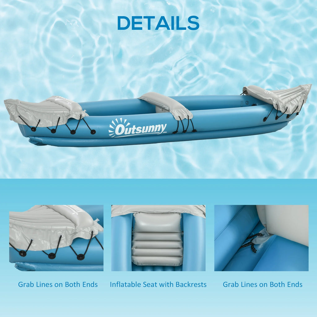 Blue 2 Person Inflatable Kayak with Aluminum Paddles and Repair Kit P1760
