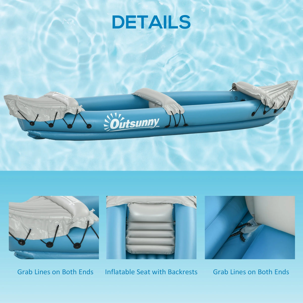 Blue 2 Person Inflatable Kayak with Aluminum Paddles and Repair Kit P1760