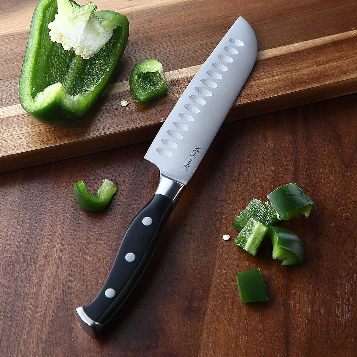 15 Pieces Kitchen Knife Block Set with Built-in Sharpener U42461