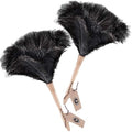 Black 16" 2Pieces Ostrich Feather Duster with Wooden Handle O403