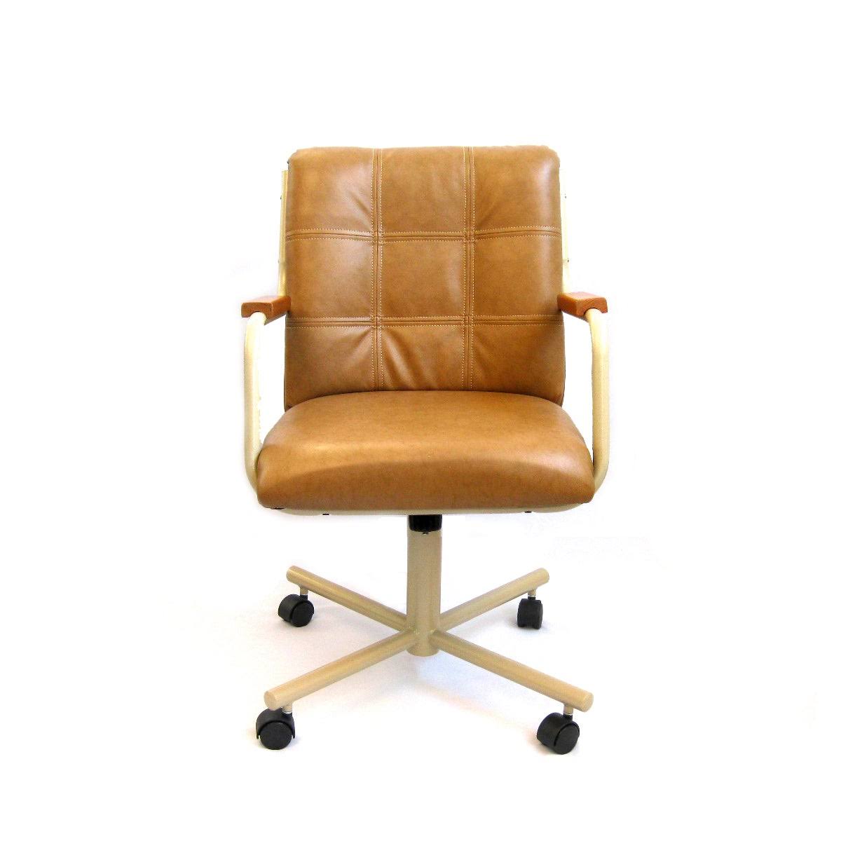 Swivel Tilt Caster Arm Chair in Buff Polyurethane P714