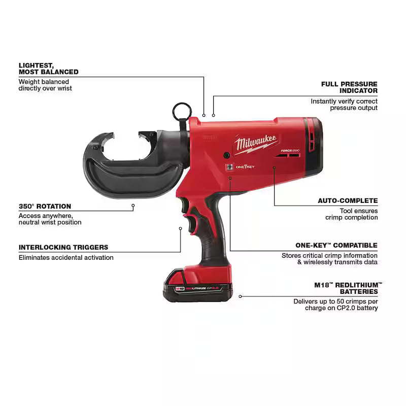 18V Cordless Lithium-Ion Crimper with Batteries, Charger, Hard Case M46294