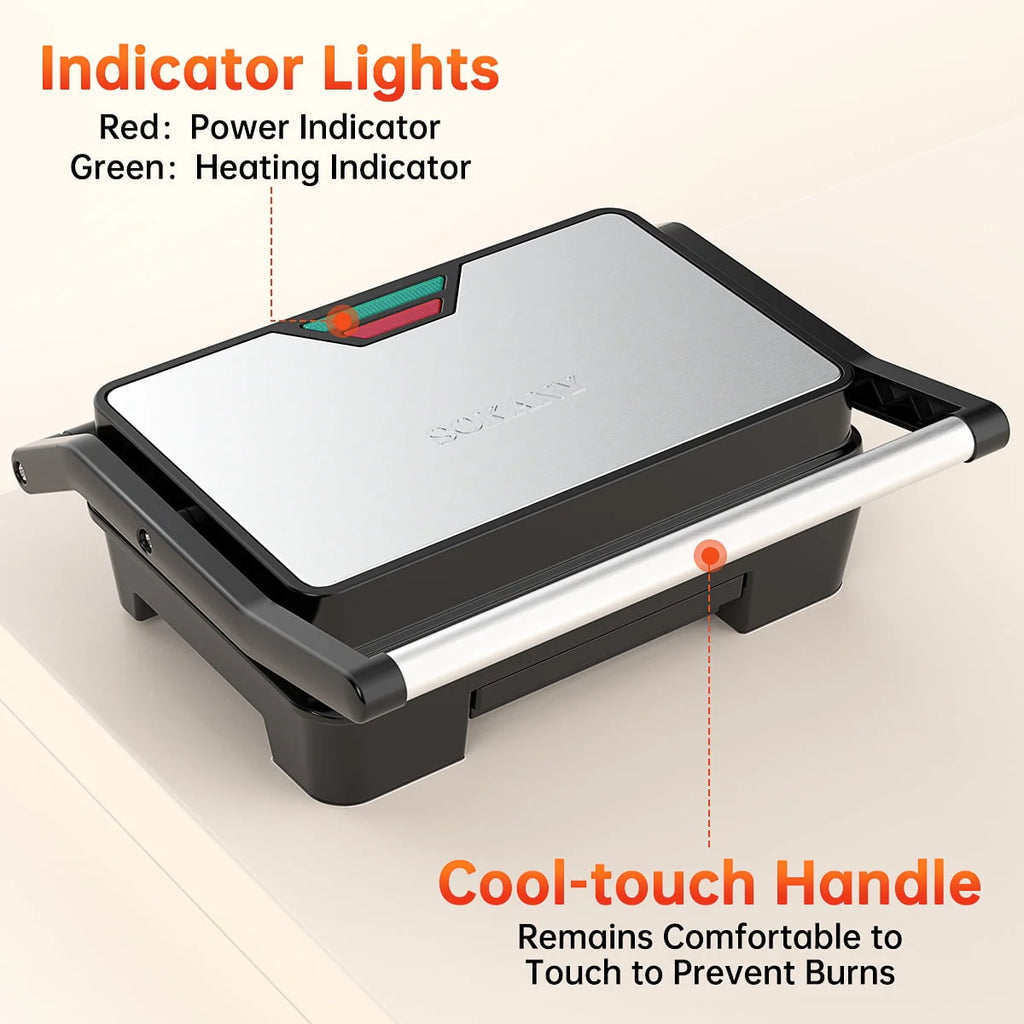 2 Slice Stainless Steel Non-Stick Panini Press X384756