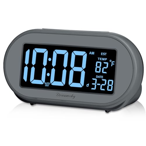 Auto Set Digital Desk Clock with Dimmable Brightness Dimmer, USB Port, Date, Temperature, Snooze K17034