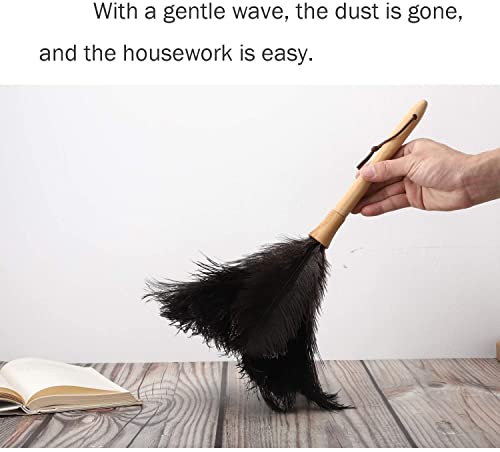 Black 16" 2Pieces Ostrich Feather Duster with Wooden Handle O403