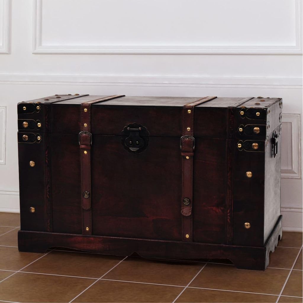 Vintage Chipboard Storage Trunk with Metal Latch E88471