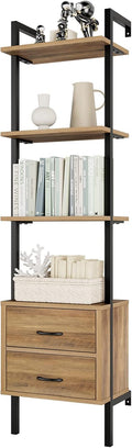 Tall Bookshelf with 2 Fabric Drawers and 4 Tier Open Shelves H4677