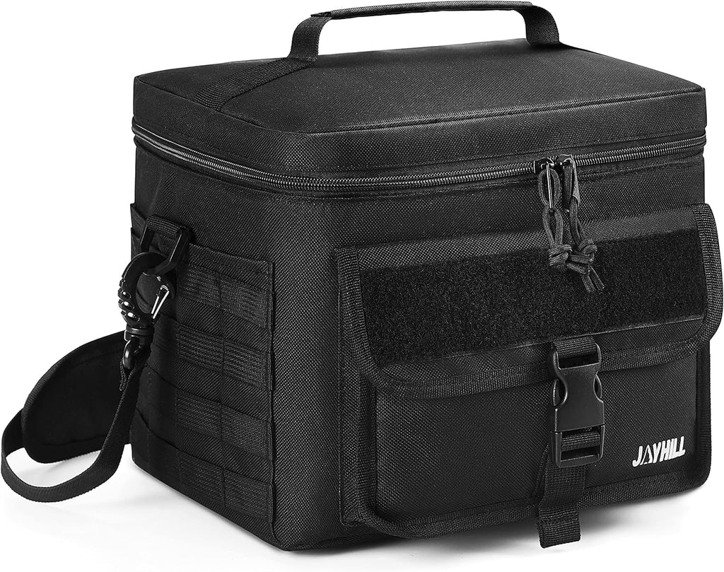 Black Insulated Tactical Lunch Bag with Shoulder Strap E3306