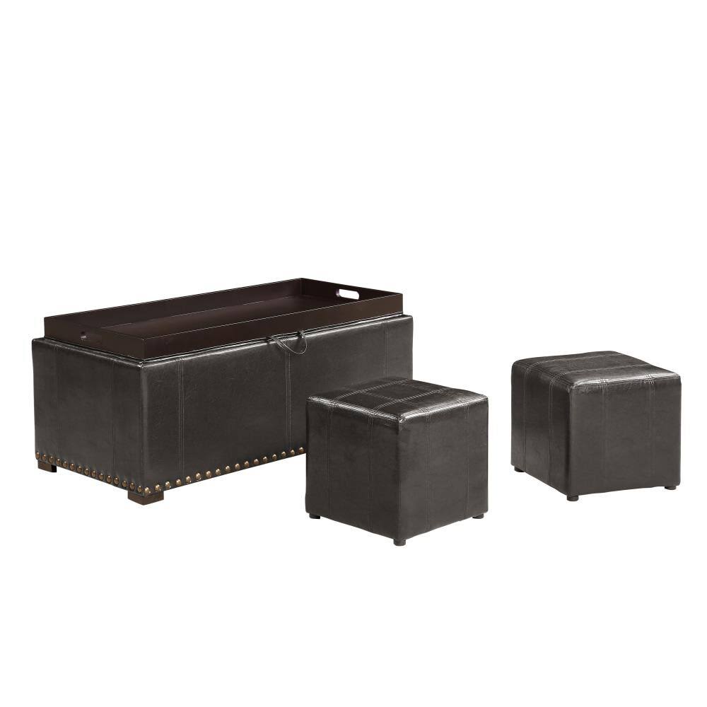 Black Storage Bench Leather U66333