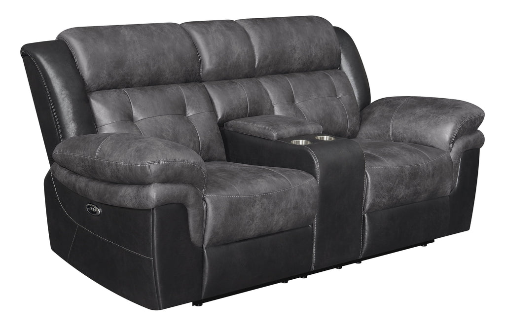 Charcoal and Black Power Loveseat N43100
