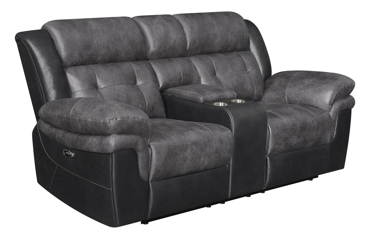 Charcoal and Black Power Loveseat N43100