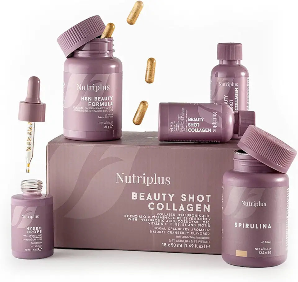 Anti-Aging Supplement Set with Collagen Drink, Hydro Drops, Spirulina P503