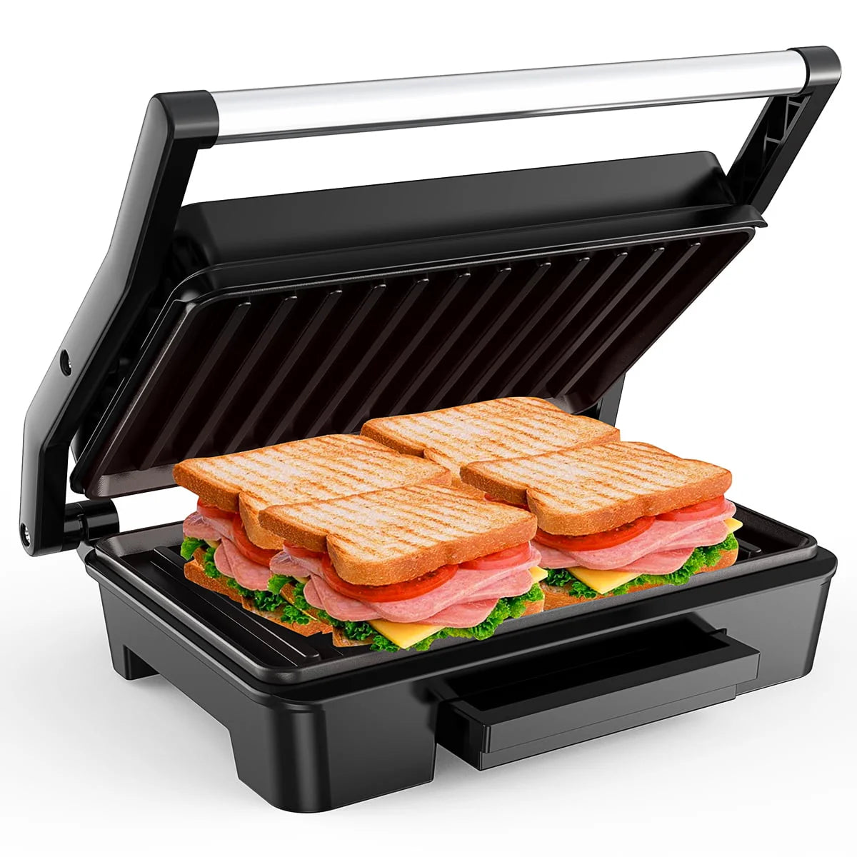 2 Slice Stainless Steel Non-Stick Panini Press X384756