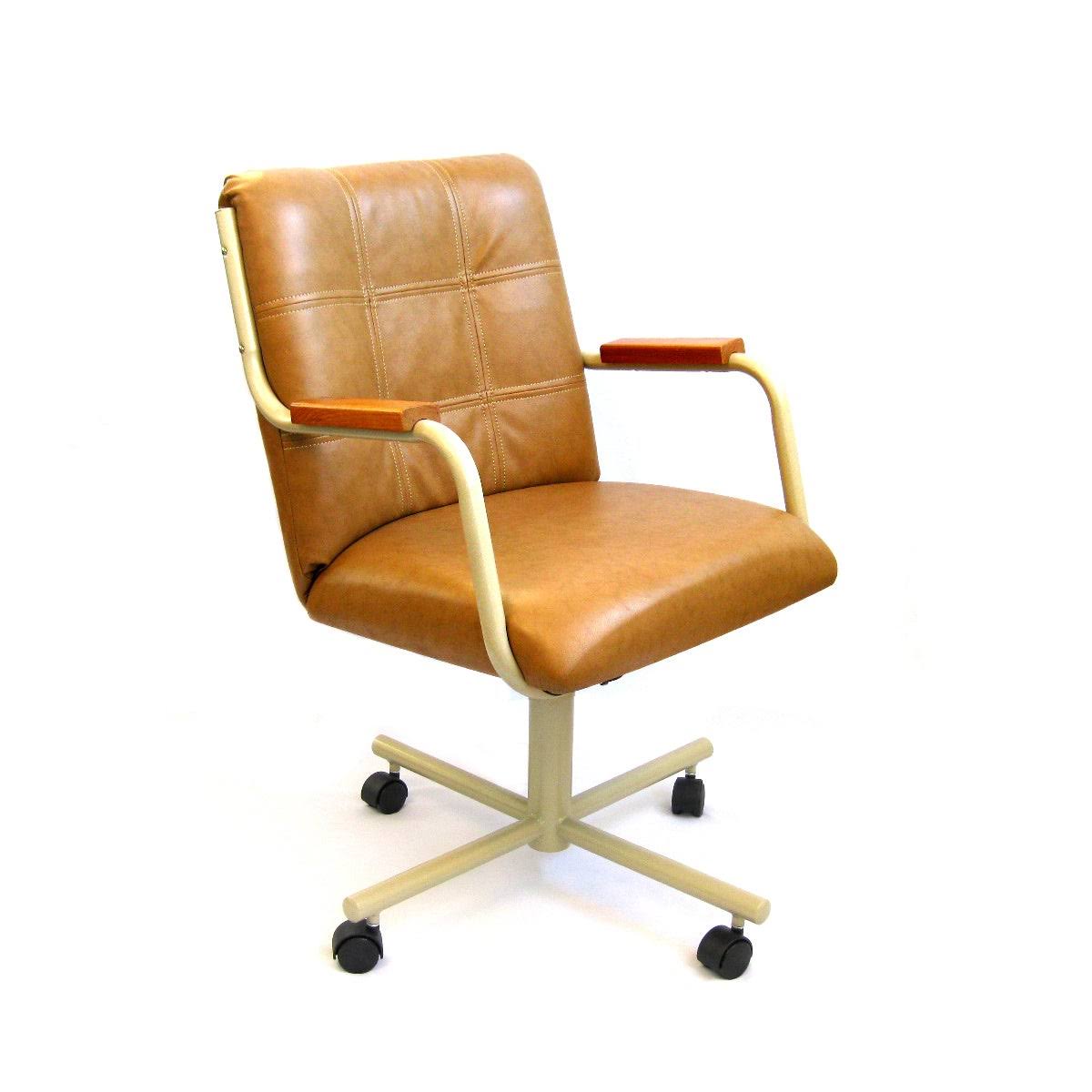 Swivel Tilt Caster Arm Chair in Buff Polyurethane P714
