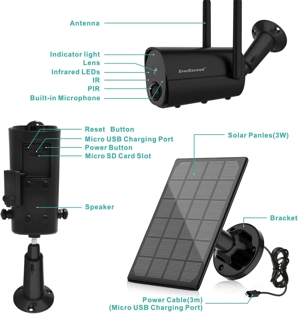1080P Solar WiFi Wireless Security Camera with Night Vision K57650