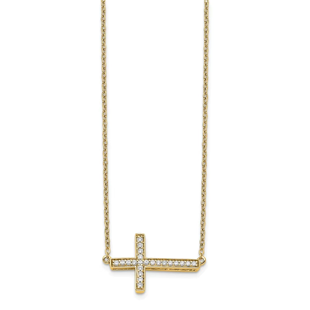 14kt Yellow Gold Diamond Cross Necklace C3728