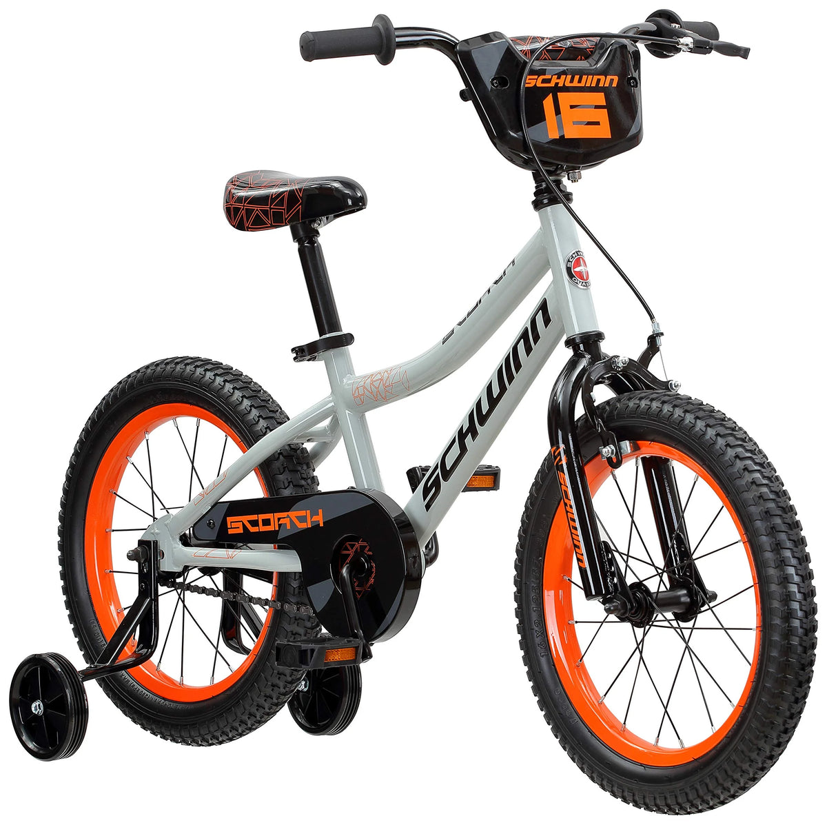 Boy's Bike with Training Wheels, 16 Wheels, Grey Q765745