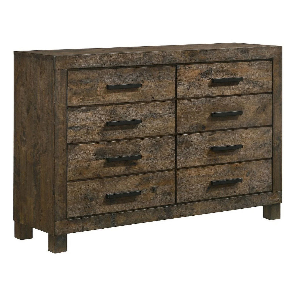8 Drawer Farmhouse Wood Dresser Rustic Golden Brown N2195
