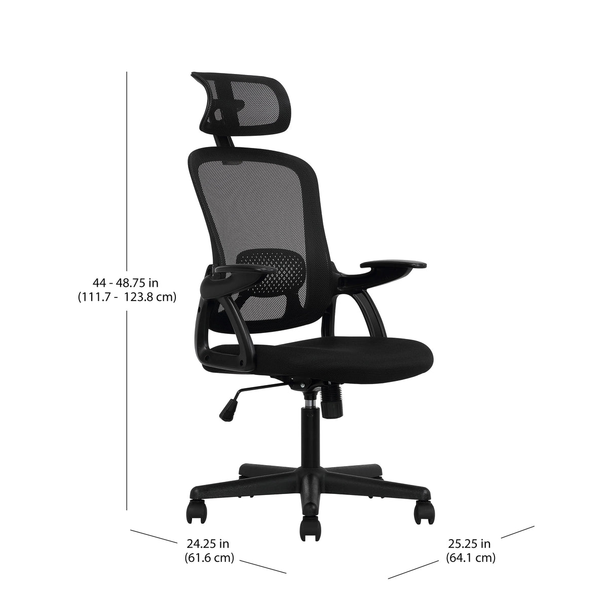 Black Fabric Ergonomic Office Chair with Adjustable Headrest R65079