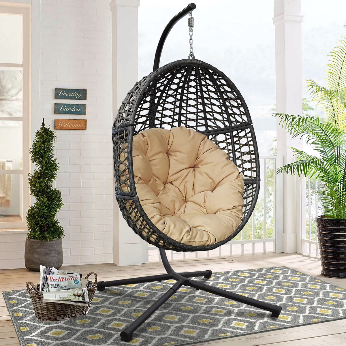 Rattan Egg Swing Chair with Stand I980906