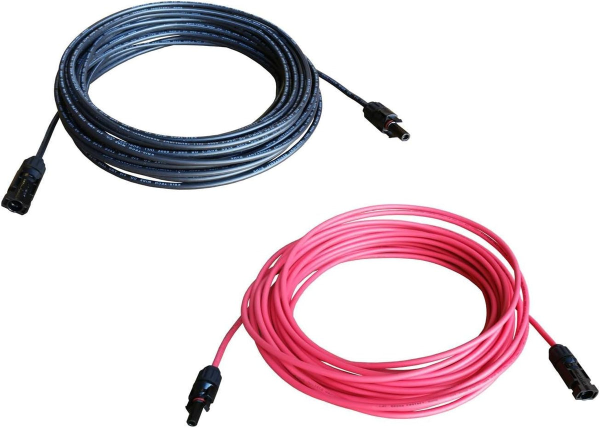 10 Gauge 30 Feet Black + 30 Feet Red Solar Panel Extension Cable Wire, Pack of 2 A9412