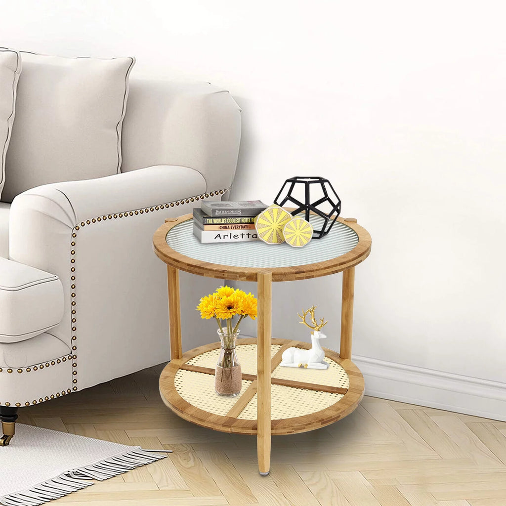 Round 2-Tier Sofa Side End Table D312