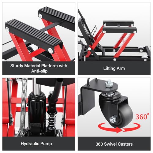 Heavy Duty Motorcycle Lift with Foot Pedal & 4 Locking Wheels R30668