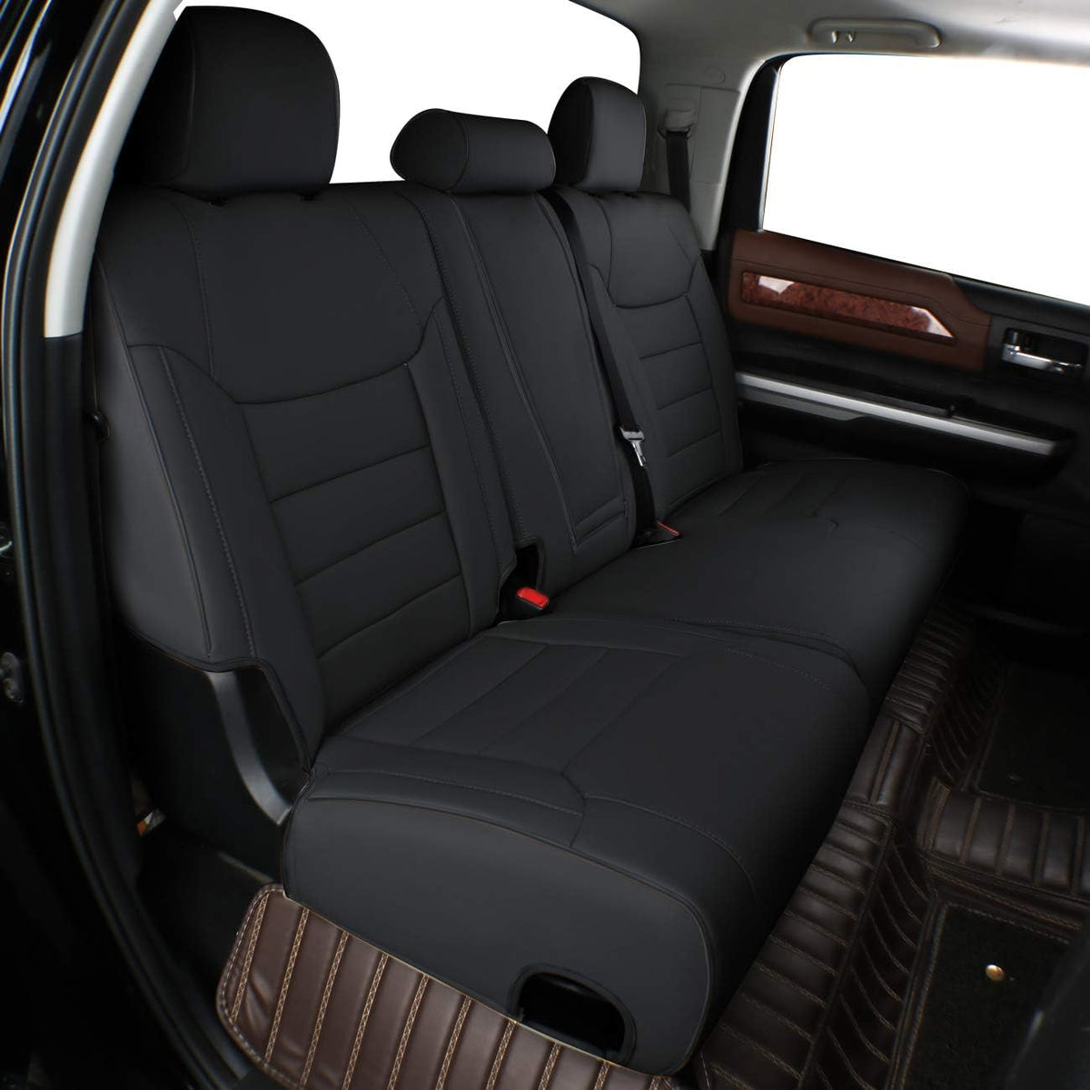 Custom Fit Full Set Car Seat Covers Leatherette Black Gray J8662