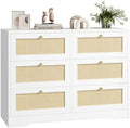 White 6 Drawer Rattan Dresser Z9502