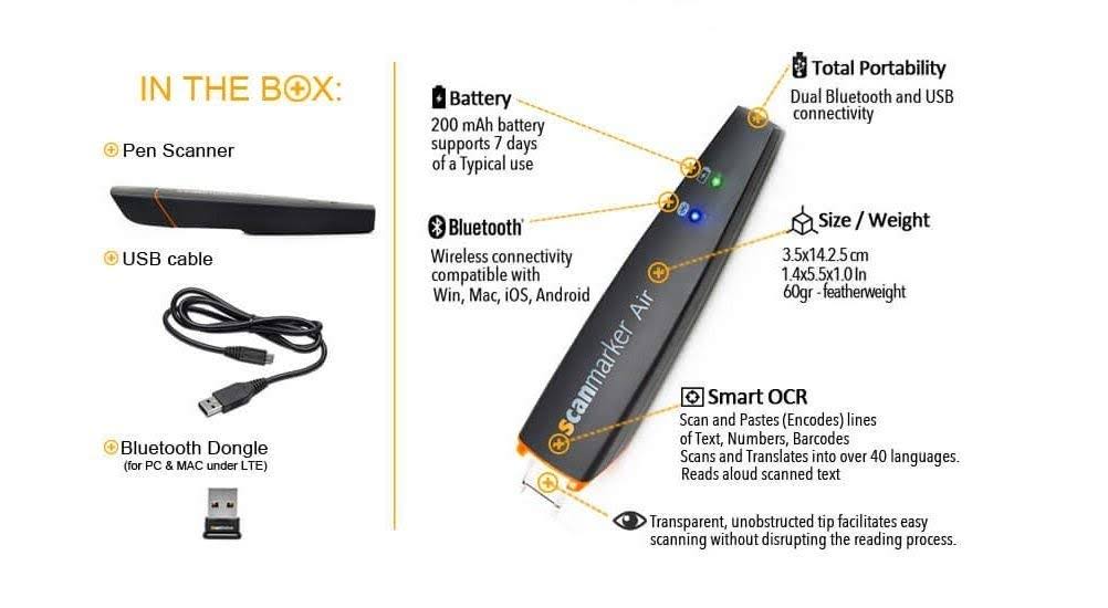 Wireless Pen Scanner OCR Digital Highlighter and Reader W30317